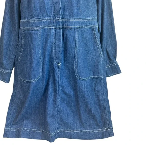 Boden Denim Shirt Dress Blue Cotton Long Sleeve Minimalist Preppy Size 8R Casual - Picture 7 of 14
